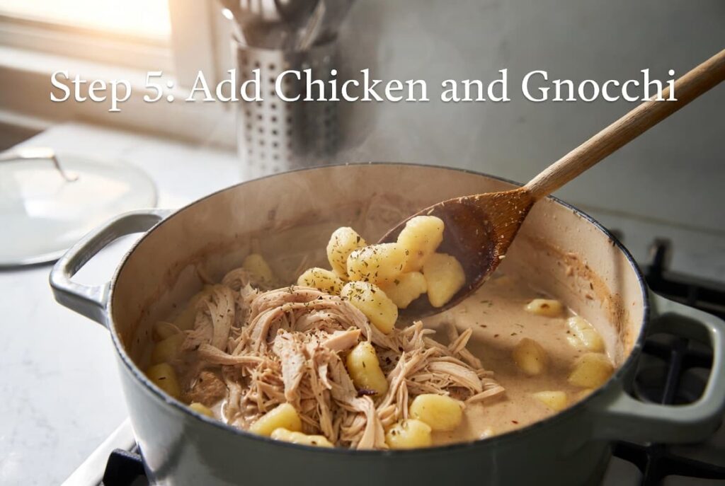 Step 5 Add Chicken and Gnocchi